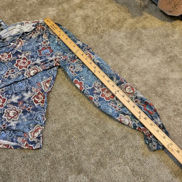 Cupio Size Medium M Boho Tunic Top Blouse Blue Floral Flower Viscose Oversized - Picture 10 of 10